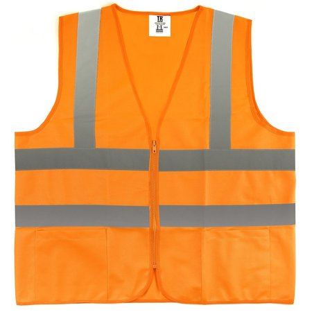 TR INDUSTRIAL Orange Knitted Safety Vest, Size Small, 2Pocket W Zipper TR88033